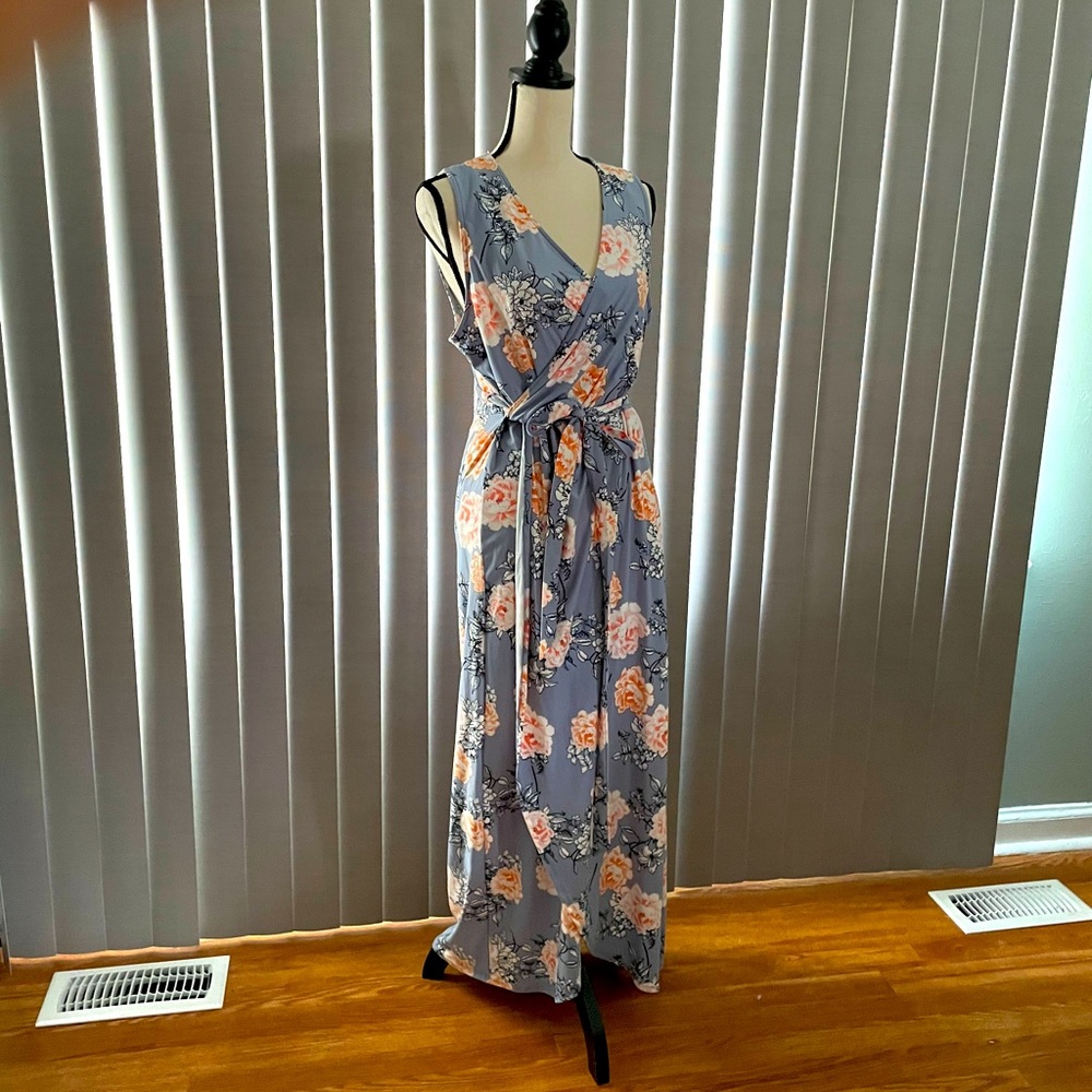 Derek Heart Plus Wrap Around  Floral Maxi Dress